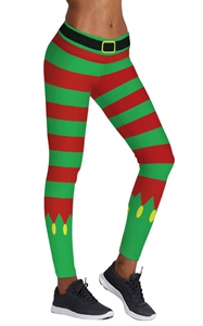 SZ60075 Womens Chic Ugly Santa Christmas Leggings Funny Costume Tights